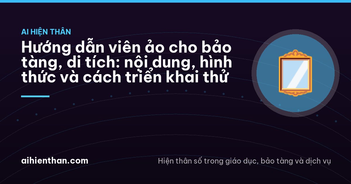 Quiet provincial museum hall in Ninh Binh, visitor seen from behind standing before a dark interactive kiosk beside bronze drums in glass cases, soft spotlights, deep violet shadows